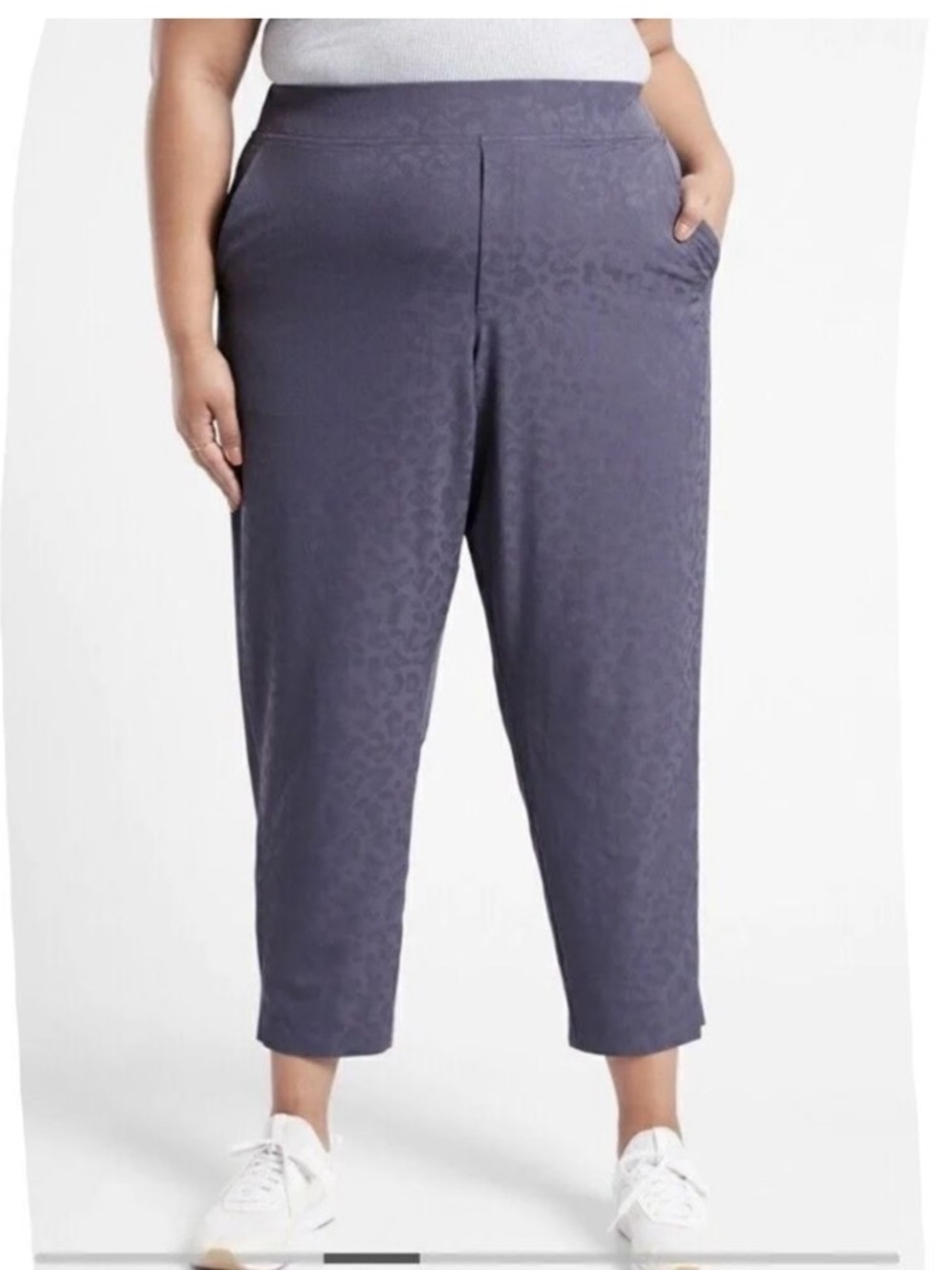Athleta Brooklyn Textured Ankle Pants plus size 26 Medieval Violet leopard